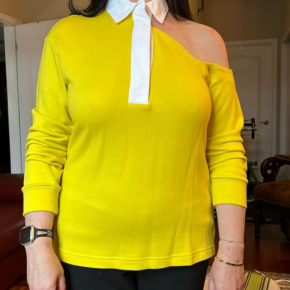 Yellow Long Sleeve Shirt with White Collar